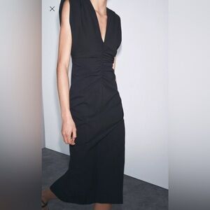 ZW collection zara midi dress with shoulder pads